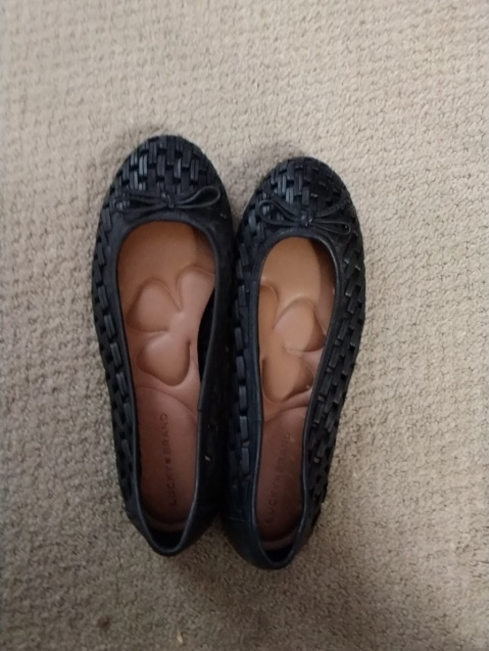 Lucky Brand Black Woven Ballet Flats